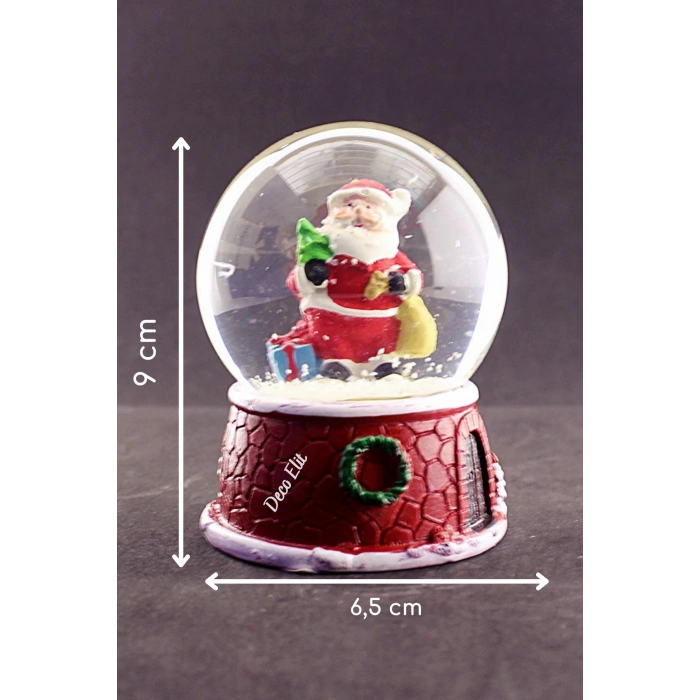 Noel Baba ve Hediyeleri Temalı Orta Boy Işıklı Kar Küresi 9 cm