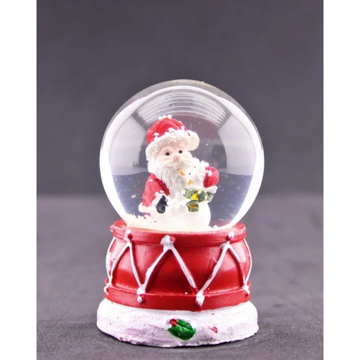 Noel Baba ve Kardan Adam Temalı Mini Boy Işıklı Yılbaşı Kar Küresi 6.5 cm D