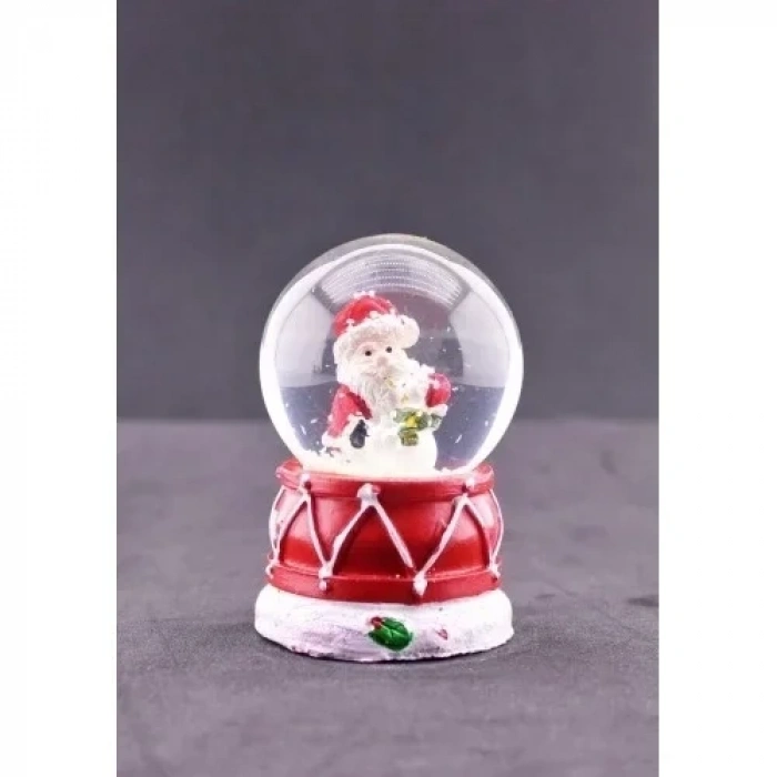 Noel Baba ve Kardan Adam Temalı Mini Boy Işıklı Yılbaşı Kar Küresi 6.5 cm D