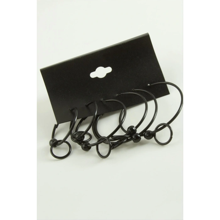 Noktalı İç İçe Metal Halka Küpe 6 Adet