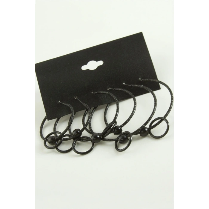 Noktalı İç İçe Metal Halka Küpe 6 Adet