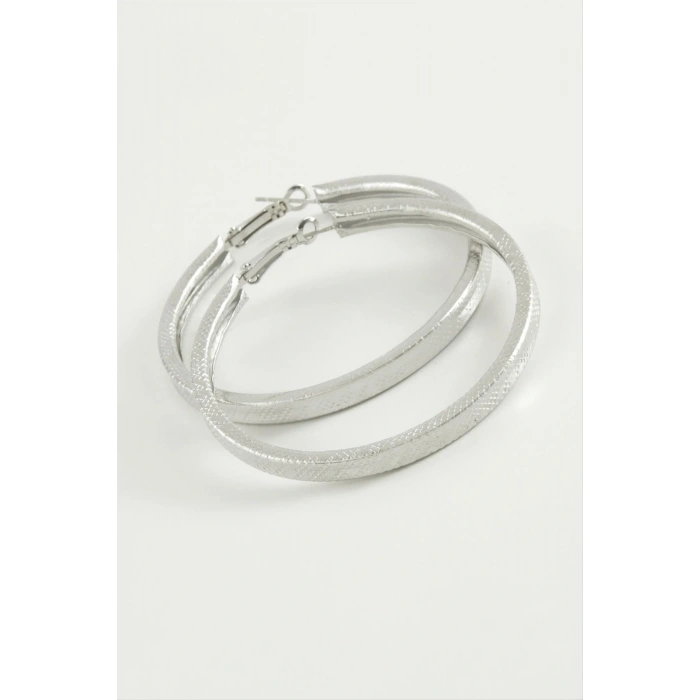 Noktalı Kare Halka Küpe 5,5 cm