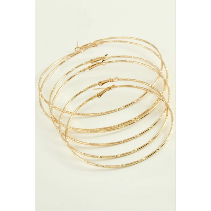 Noktalı Metal Halka Küpe 6 Adet