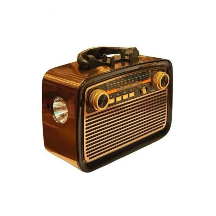 Nostalji Radyo Bluetooth Hoparlör Usb-sd Kart Giriş Led Fener Işıklı Bataryalı Pilli Yeni Nesil
