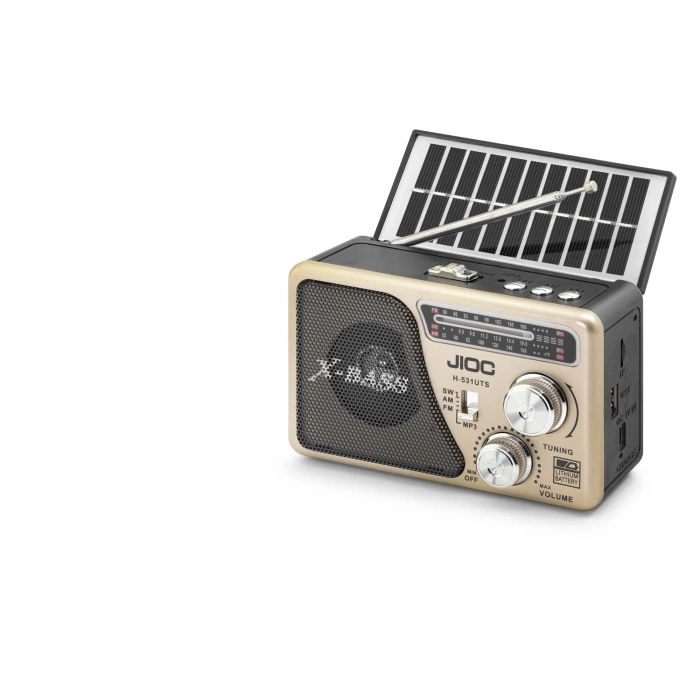 Nostaljik Fm Radyo Usb Tf Solar Şarjlı El Fenerli Kamp Hoparlörü H531UTS