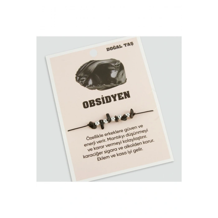 Obsidyen Doğaltaşlı İp Bileklik