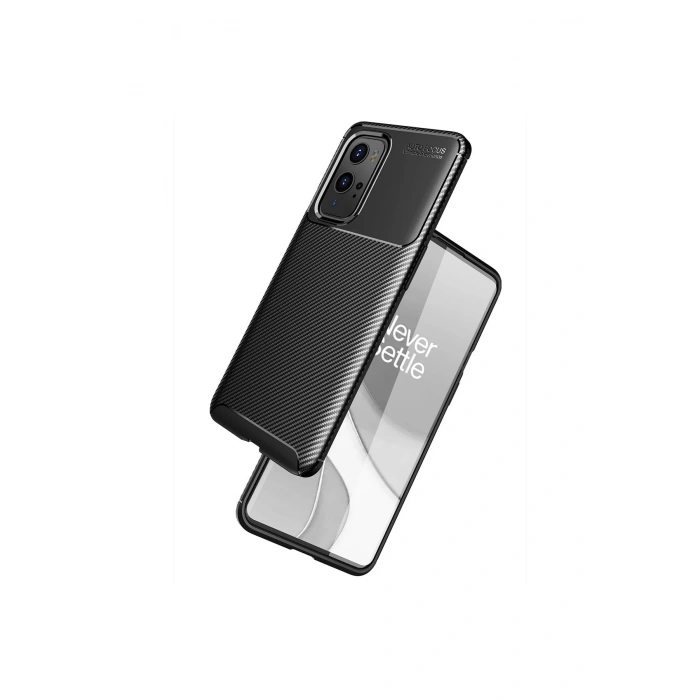 One Plus 9 Pro Kılıf Auto Focus Karbon Kapak - Siyah
