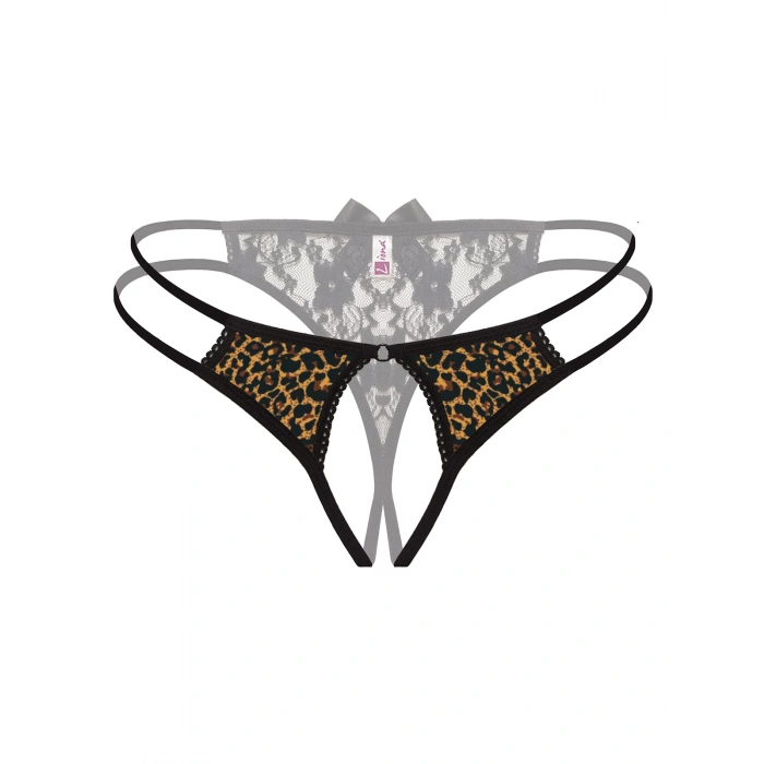  Önü Açık Büyük Beden Leopar Desenli Fantazi Bato Külot