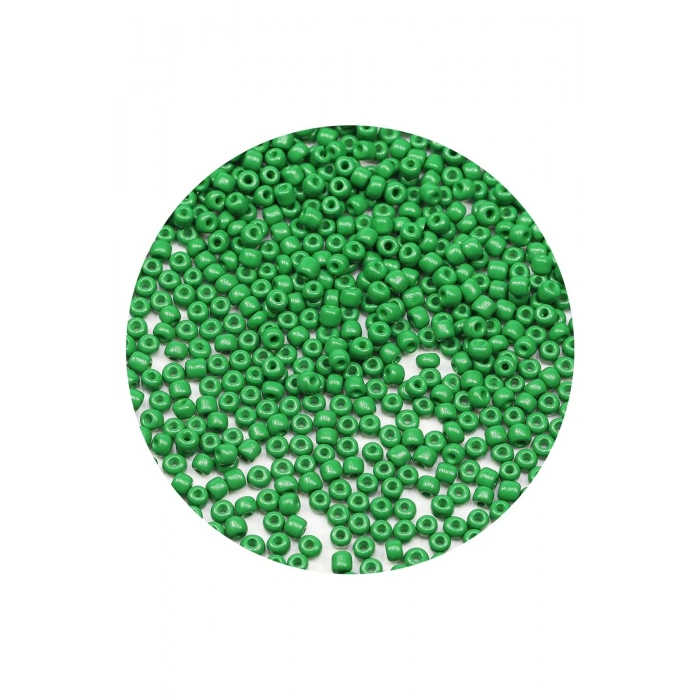 Opak Yeşil Renk 4 mm Yaklaşık 1100 adet / 100 gram Cam Boncuk Oya Yazma Bileklik ve Kolye