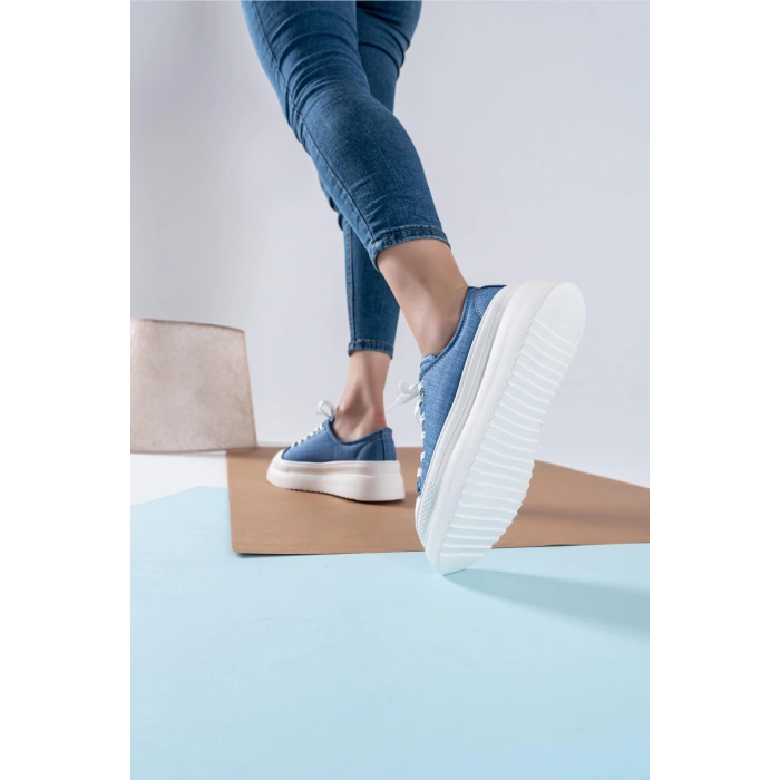 Ophelia Açık Kot Mavi Bağcıklı Spor Ayakkabı