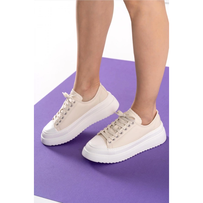 Ophelia Bej Bağcıklı Spor Ayakkabı