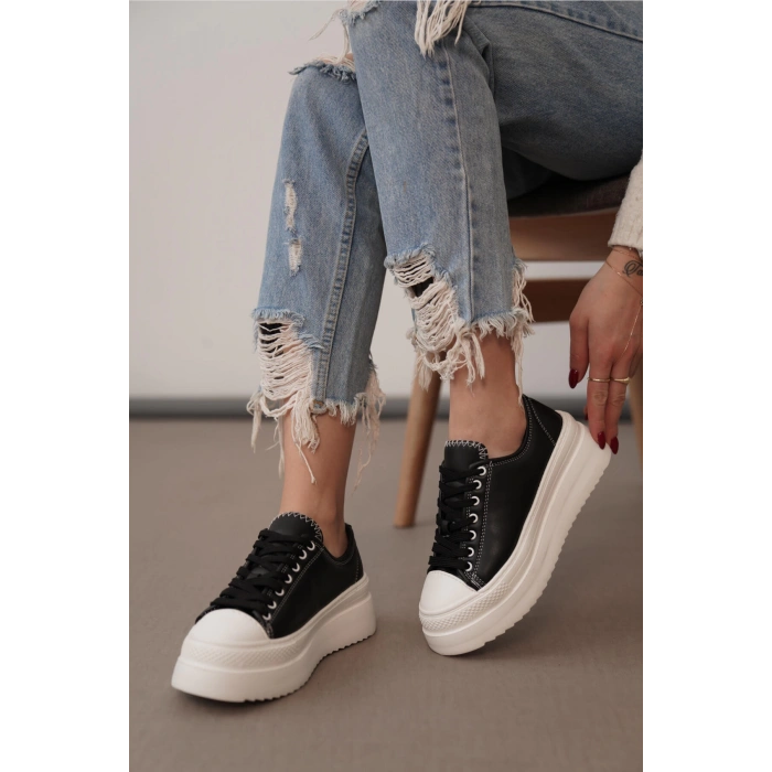 Ophelia Siyah Bağcıklı Spor Ayakkabı