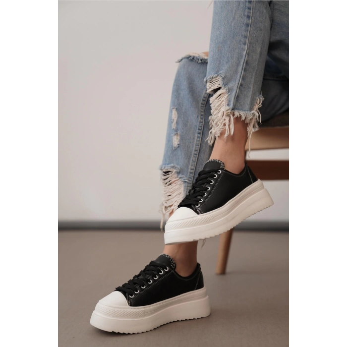 Ophelia Siyah Bağcıklı Spor Ayakkabı