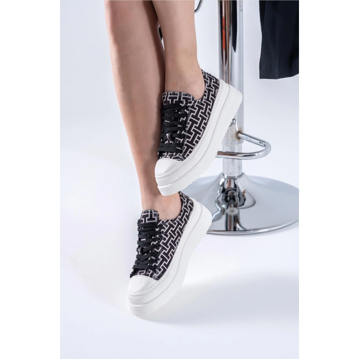 Ophelia Siyah Çizgili Bağcıklı Spor Ayakkabı