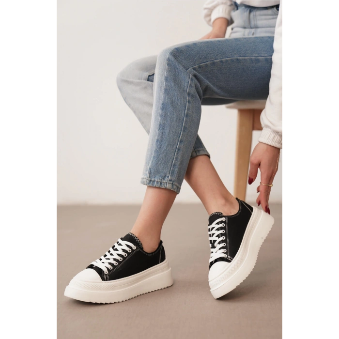 Ophelia Siyah Kot Bağcıklı Spor Ayakkabı