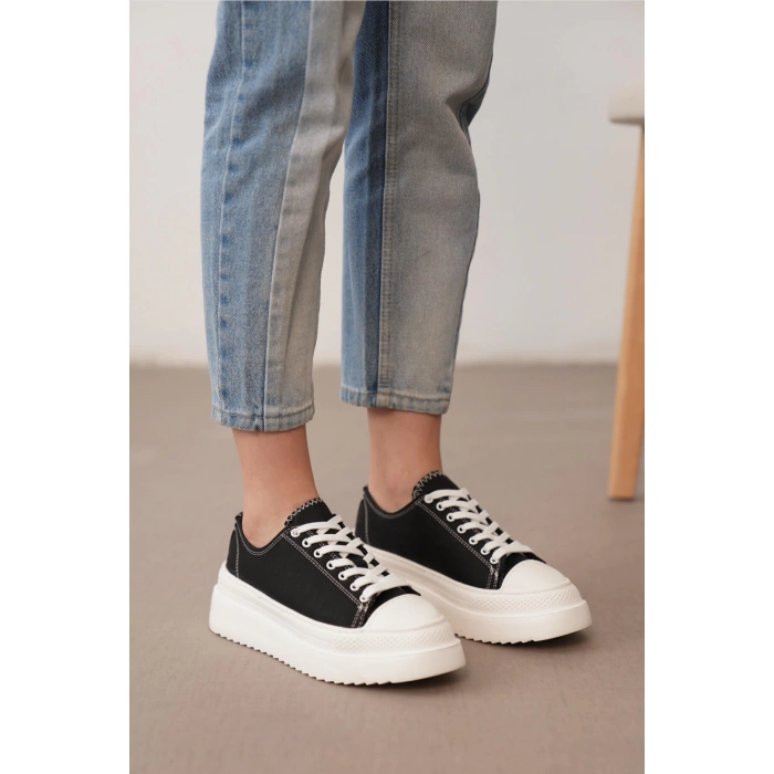 Ophelia Siyah Kot Bağcıklı Spor Ayakkabı