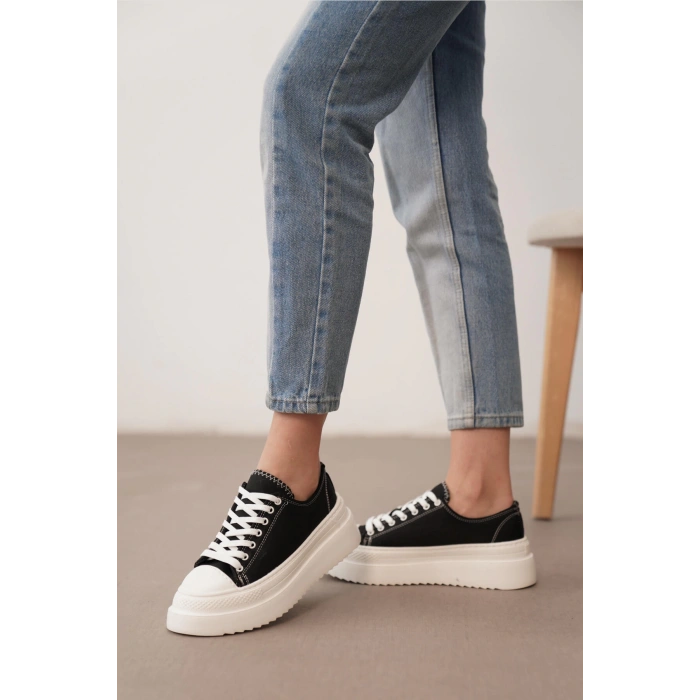 Ophelia Siyah Kot Bağcıklı Spor Ayakkabı