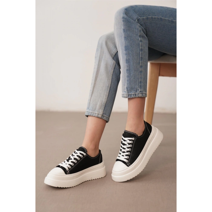 Ophelia Siyah Kot Bağcıklı Spor Ayakkabı