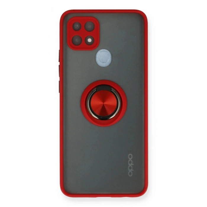 Oppo A15 Kılıf Montreal Yüzüklü Silikon Kapak - Kırmızı