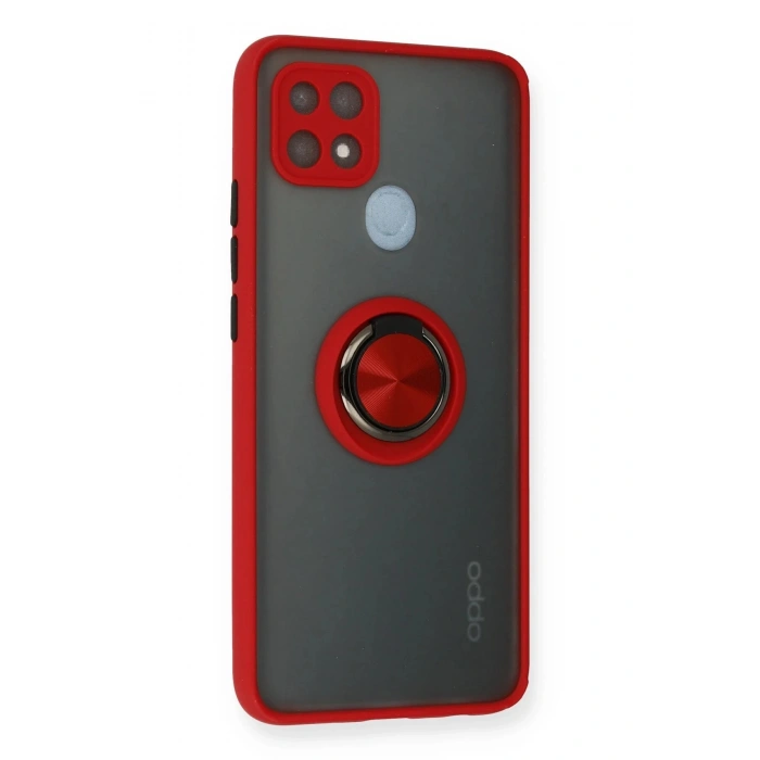 Oppo A15 Kılıf Montreal Yüzüklü Silikon Kapak - Kırmızı