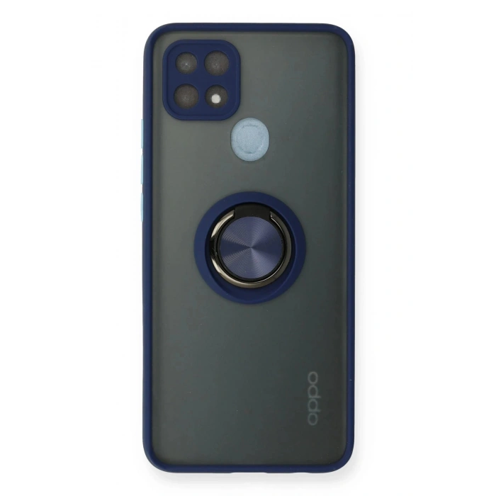Oppo A15 Kılıf Montreal Yüzüklü Silikon Kapak - Lacivert