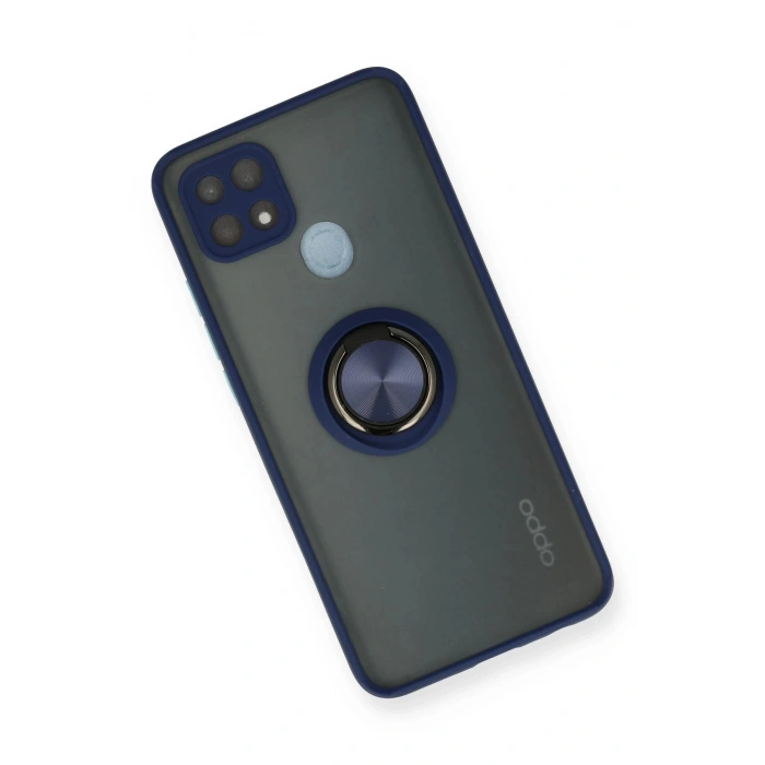 Oppo A15 Kılıf Montreal Yüzüklü Silikon Kapak - Lacivert