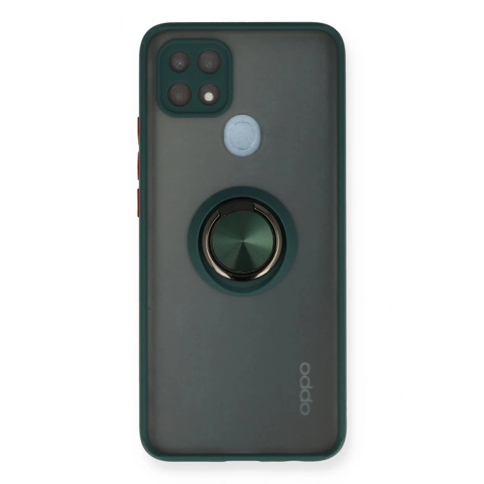 Oppo A15 Kılıf Montreal Yüzüklü Silikon Kapak - Yeşil