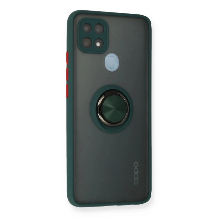 Oppo A15 Kılıf Montreal Yüzüklü Silikon Kapak - Yeşil