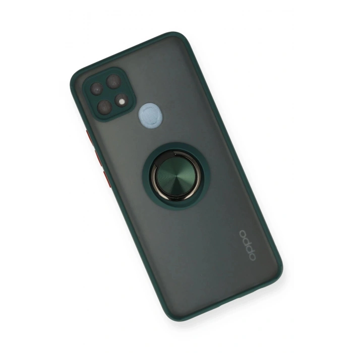 Oppo A15 Kılıf Montreal Yüzüklü Silikon Kapak - Yeşil