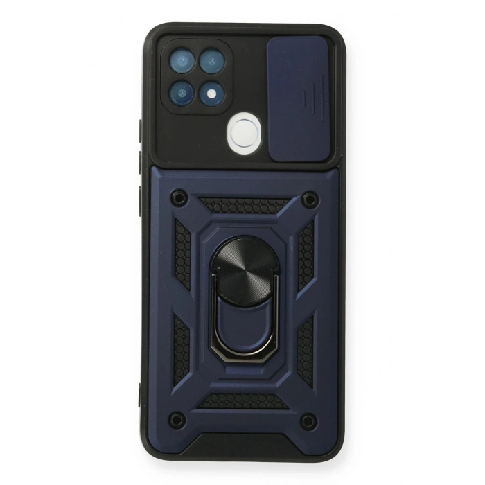 Oppo A15 Kılıf Pars Lens Yüzüklü Silikon - Lacivert