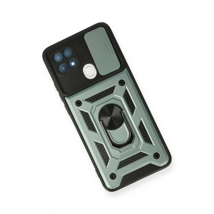 Oppo A15 Kılıf Pars Lens Yüzüklü Silikon - Yeşil