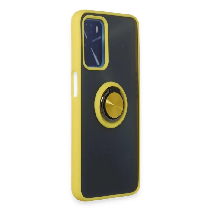 Oppo A16 Kılıf Montreal Yüzüklü Silikon Kapak - Sarı
