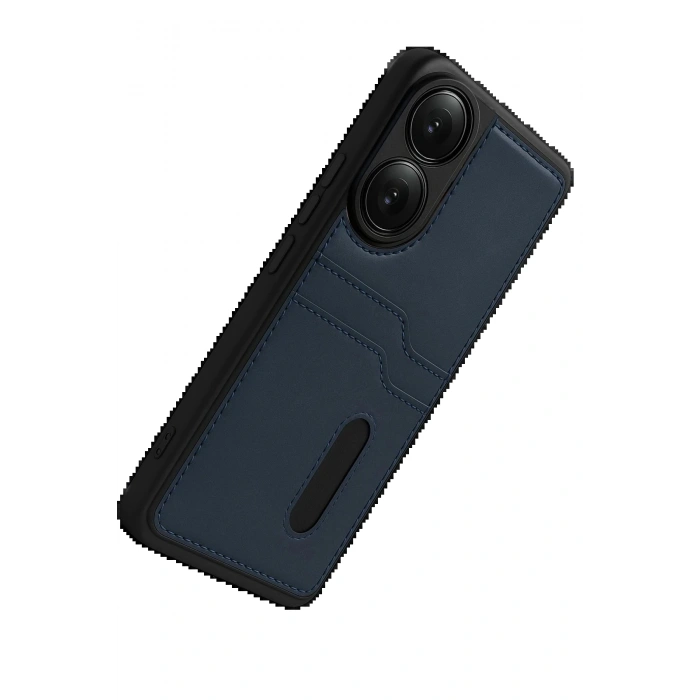 Oppo A38 Sara Kartvizitli Deri Kılıf - Lacivert