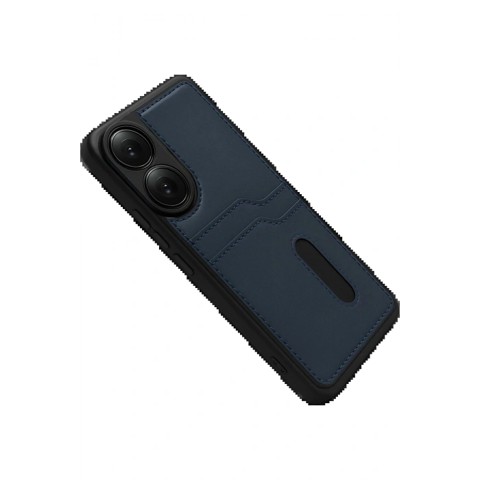 Oppo A38 Sara Kartvizitli Deri Kılıf - Lacivert