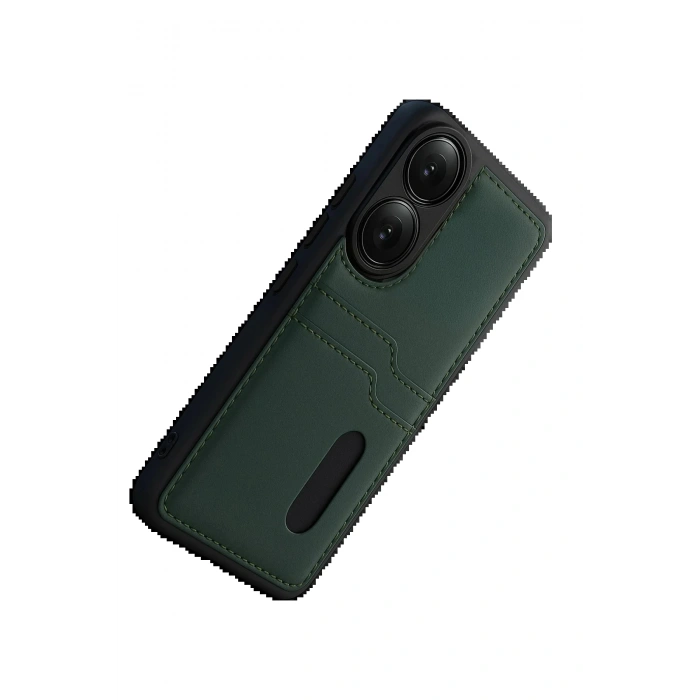 Oppo A38 Sara Kartvizitli Deri Kılıf - Yeşil