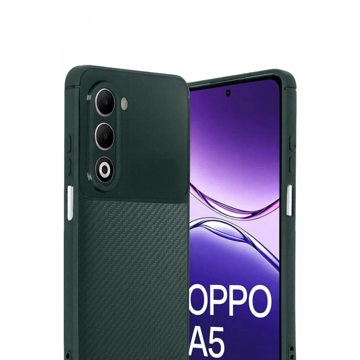 Oppo A5 4G Auto Focus Karbon Kapak - Koyu Yeşil