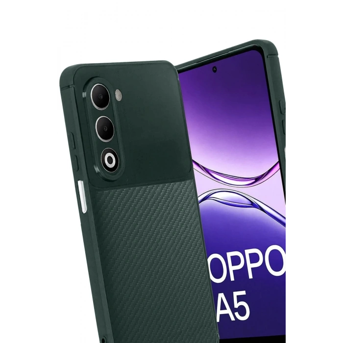 Oppo A5 4G Auto Focus Karbon Kapak - Koyu Yeşil