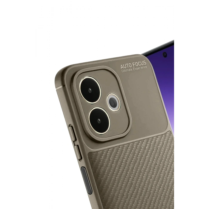 Oppo A5 Pro 4G Kılıf Auto Focus Karbon Kapak - Kahverengi