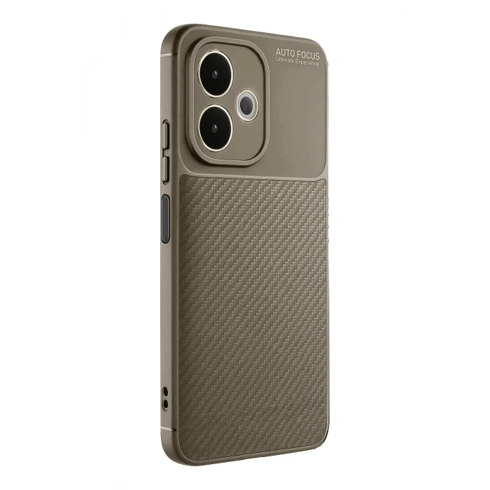 Oppo A5 Pro 4G Kılıf Auto Focus Karbon Kapak - Kahverengi