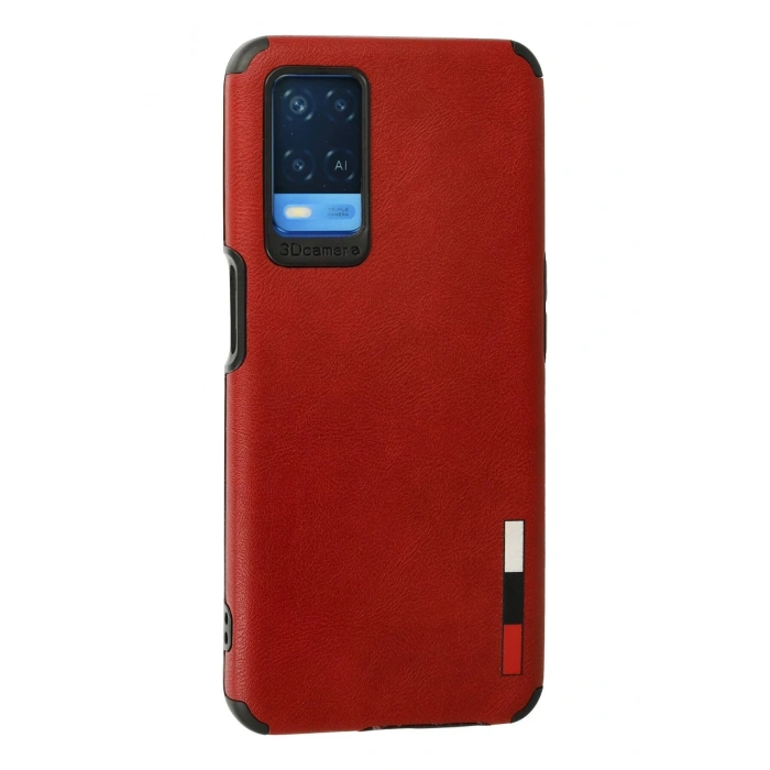 Oppo A54 4G Kılıf Loop Deri Silikon - Kırmızı