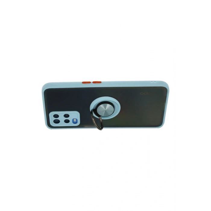 Oppo A54 4G Kılıf Montreal Yüzüklü Silikon Kapak - Buz Mavi