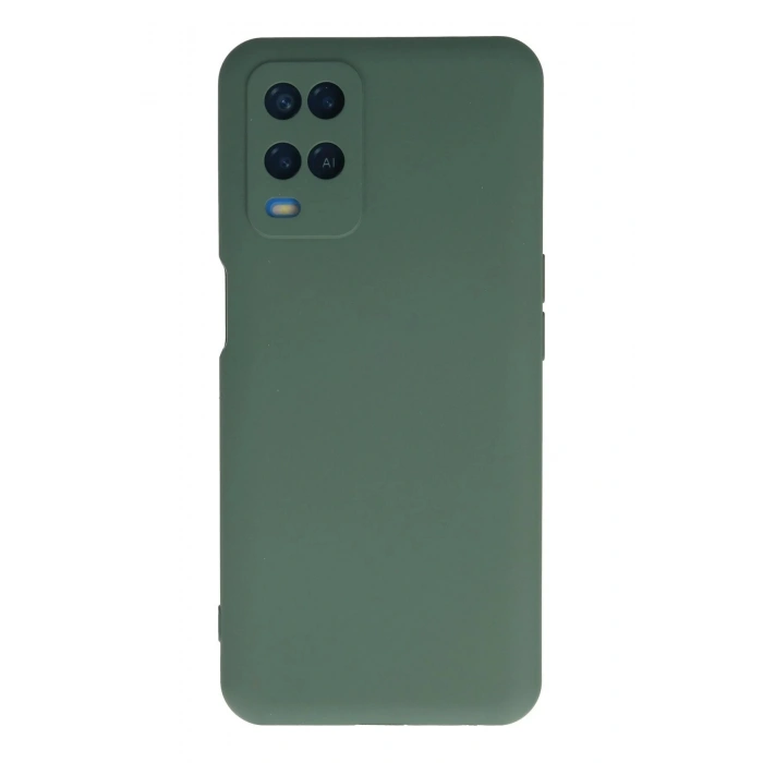 Oppo A54 4G Kılıf Nano içi Kadife Silikon - Koyu Yeşil