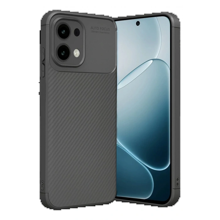 Oppo A6 Pro 4G Auto Focus Karbon Kapak - Gri