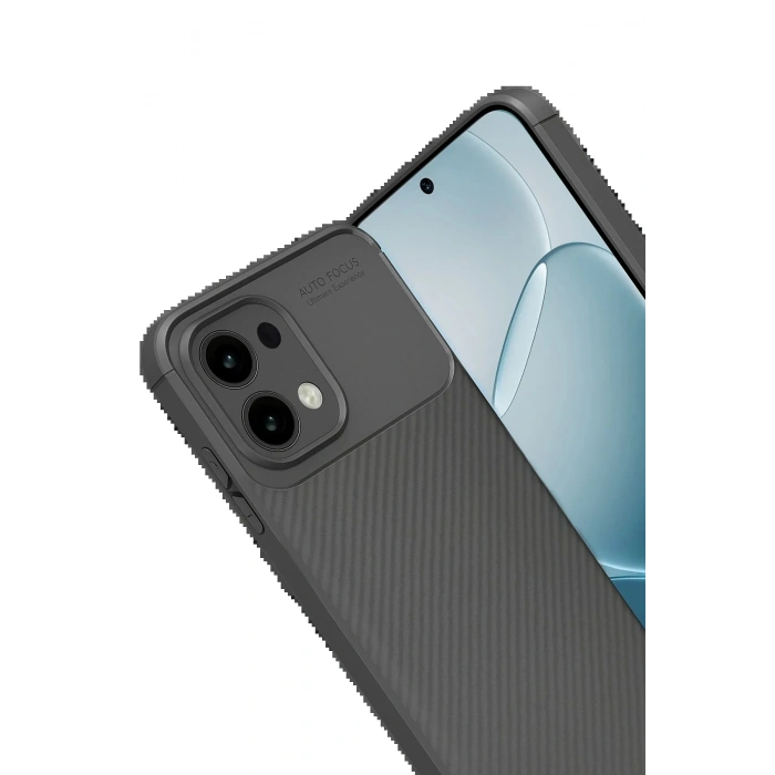 Oppo A6 Pro 4G Auto Focus Karbon Kapak - Gri