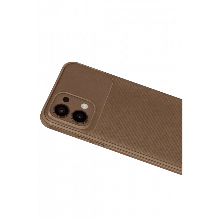 Oppo A6 Pro 4G Auto Focus Karbon Kapak - Kahverengi