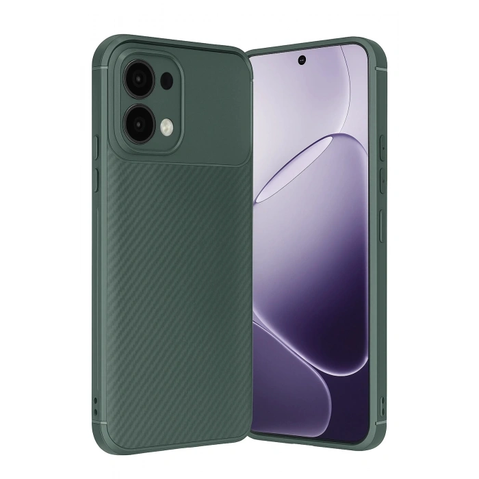 Oppo A6 Pro 4G Auto Focus Karbon Kapak - Koyu Yeşil