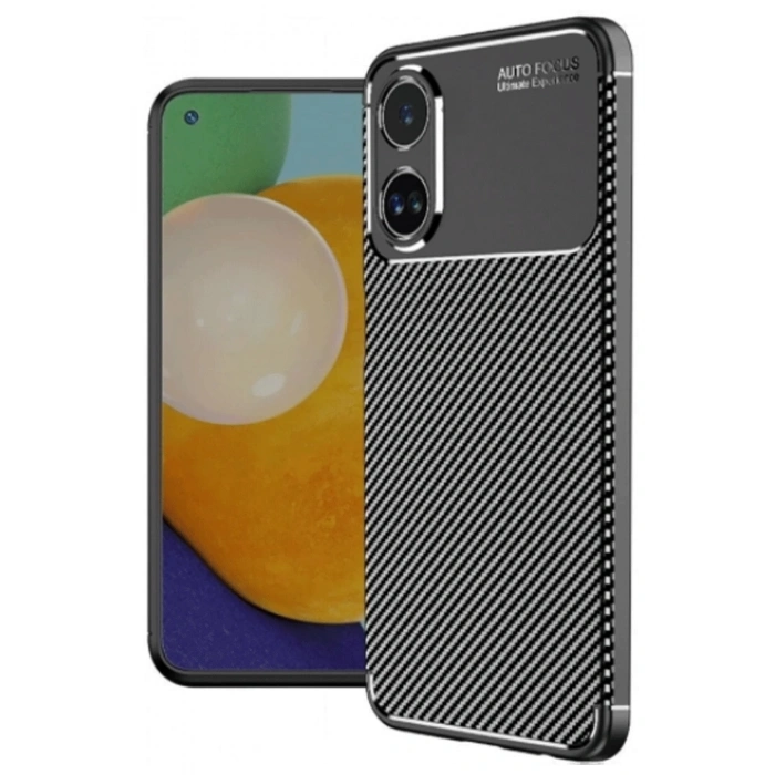 Oppo A60 Kılıf Auto Focus Karbon Kapak - Siyah