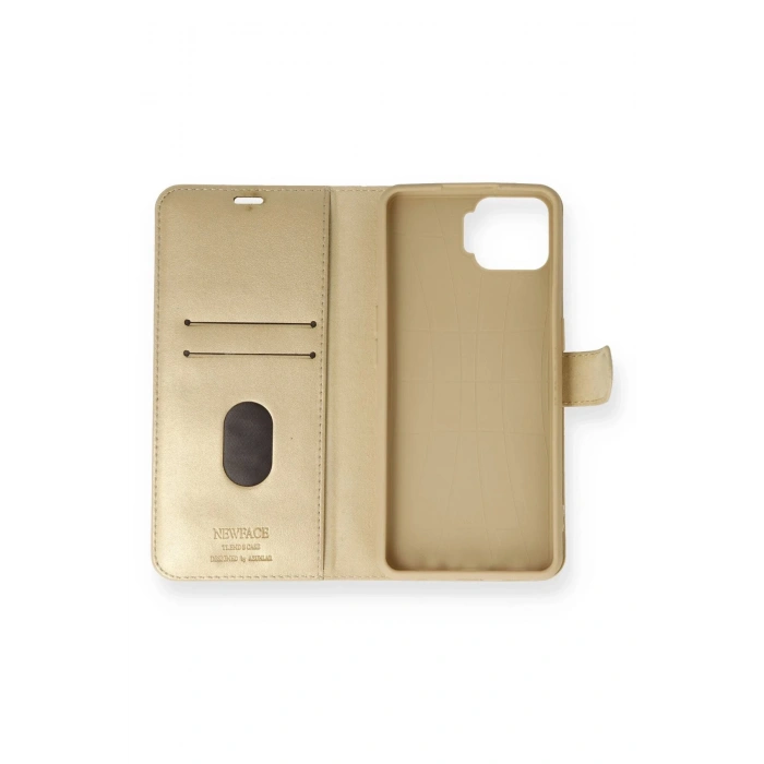 Oppo A73 Kılıf Trend S Plus Kapaklı Kılıf - Gold