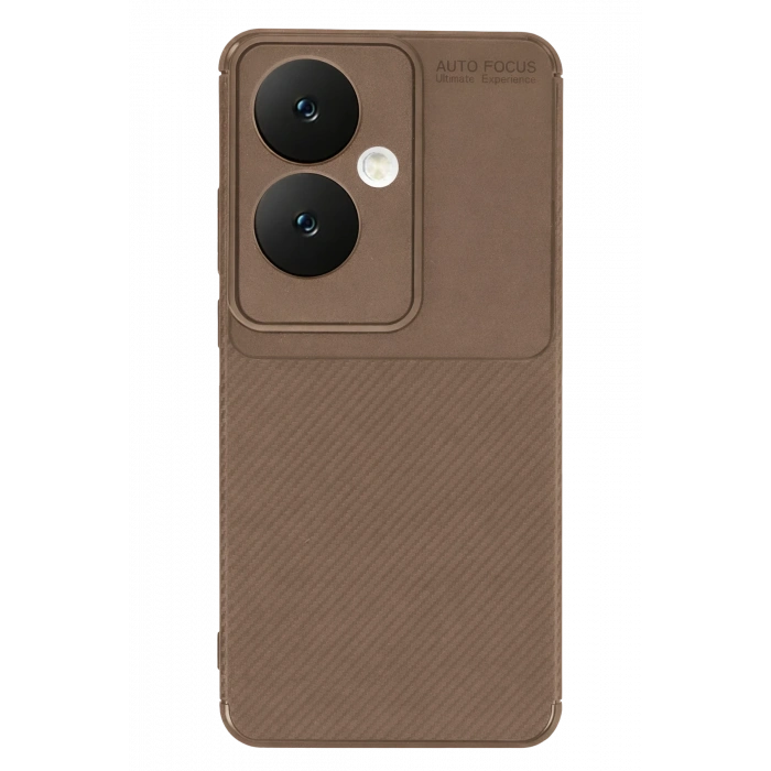 Oppo Reno 11F Kılıf Auto Focus Karbon Kapak - Kahverengi