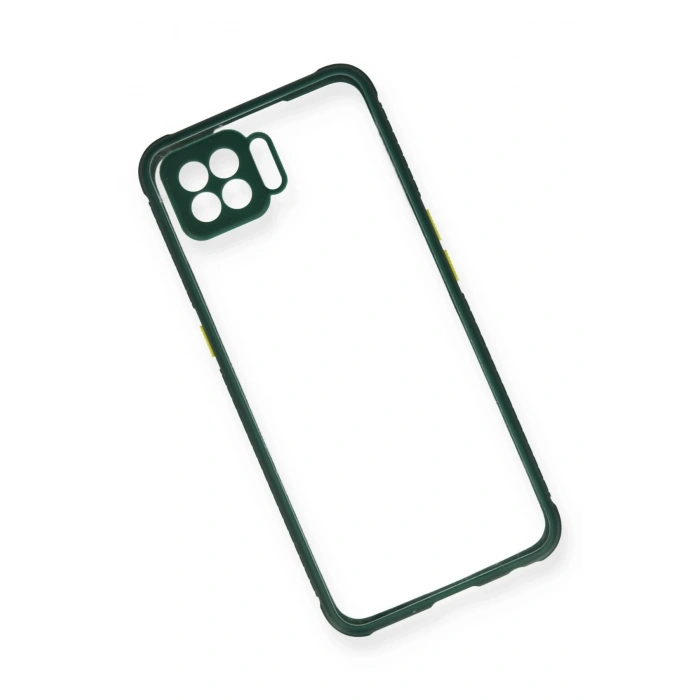 Oppo Reno 4 Lite Kılıf Miami Şeffaf Silikon - Koyu Yeşil